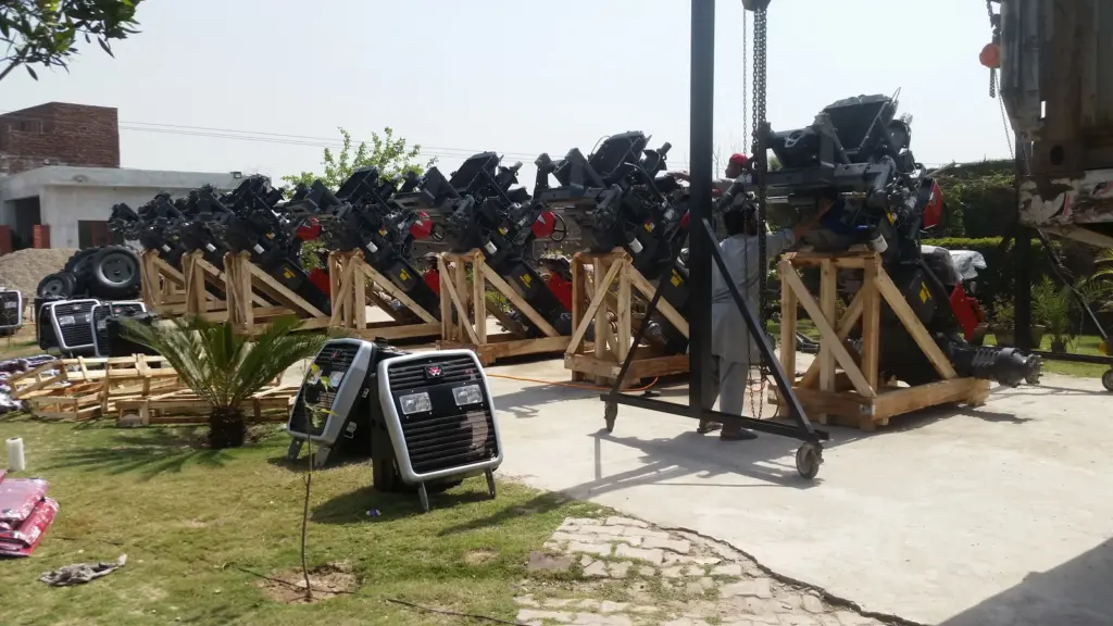 Tractor parts and export packing prepared for shipment