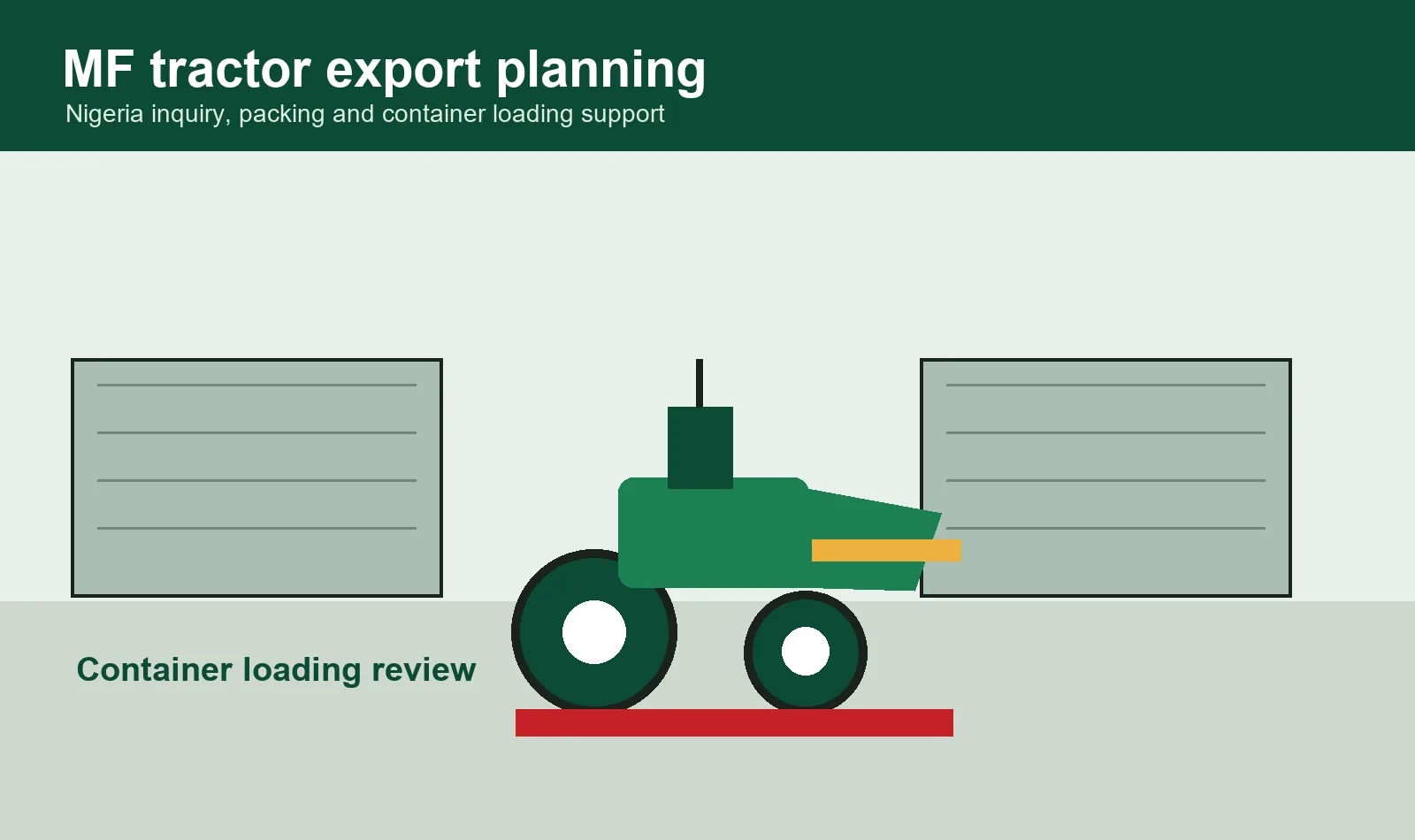 MF tractor export yard planning for Nigeria